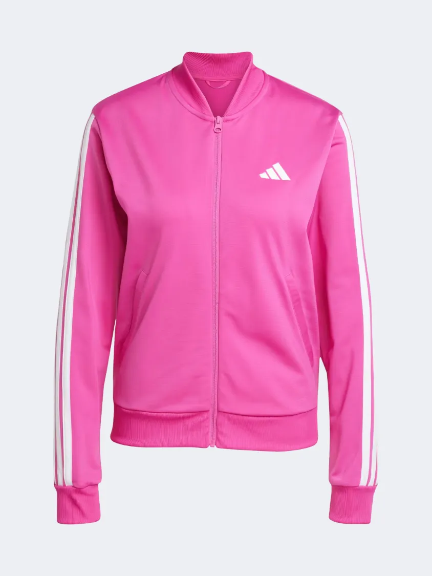 Adidas Essentials 3 Stripes Women Sportswear Tracksuit Semi Lucid Fuchsia