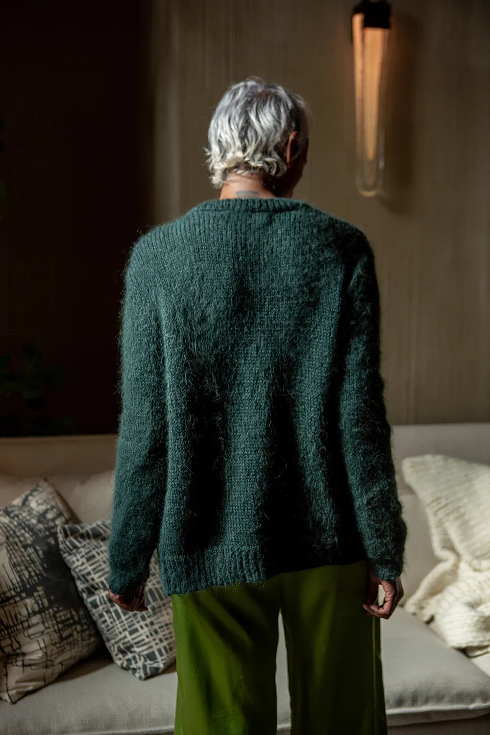 Alpaca Open Cardigan In Forest