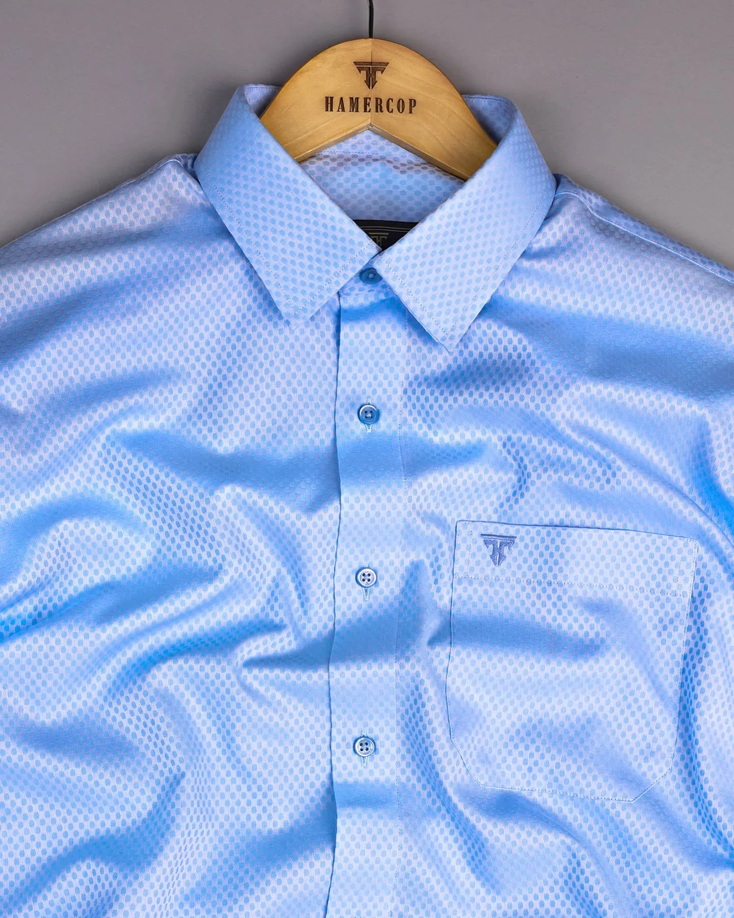 Apex Blue With White Jacquard Textured Premium Giza Shirt