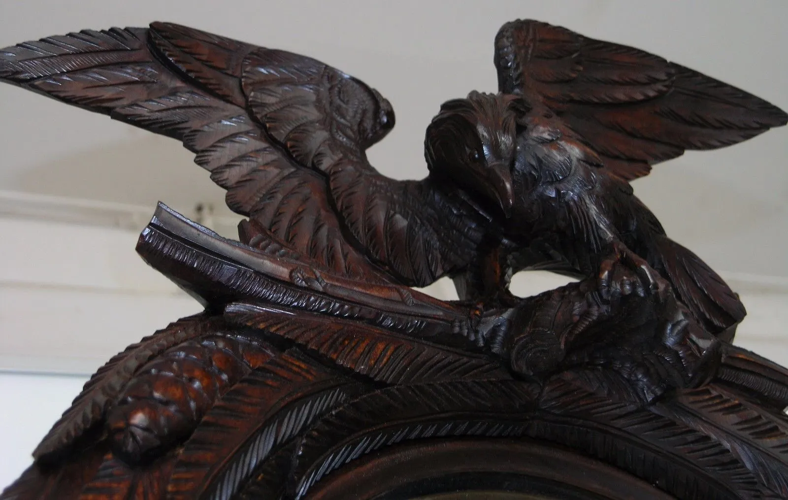 Beautiful Antique Fine Carved Wood Black Forest Grandfather Clock