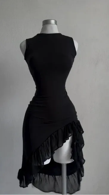 Black Sleeveless Sheath Formal Party Dress Midi Cocktail Dress Solid Color Homecoming Dress Wholesale
