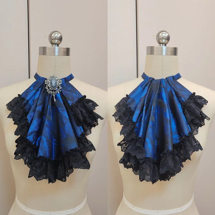 Blue and Black Gothic Jabot Tie