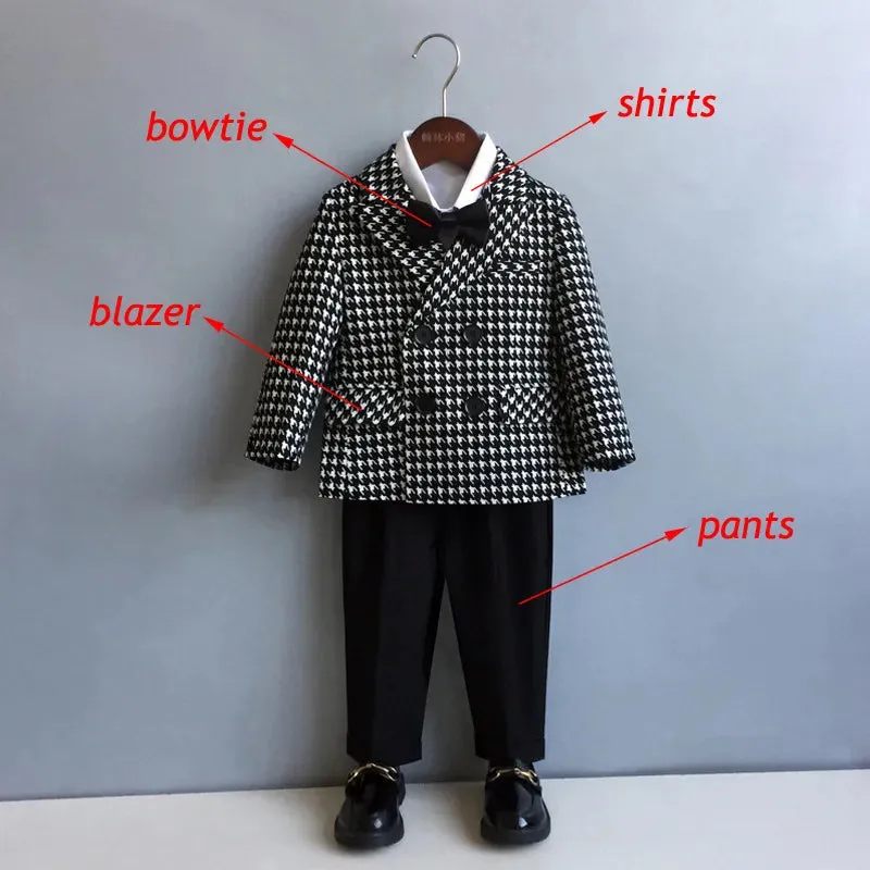 Boys Formal Houndstooth Blazer Suit Set