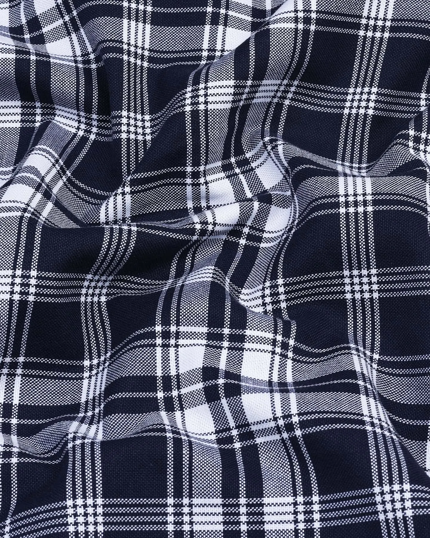 Chrom NavyBlue With White Check Oxford Cotton Formal Shirt
