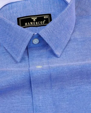 Cloud Blue Oxford Cotton Solid Formal Shirt