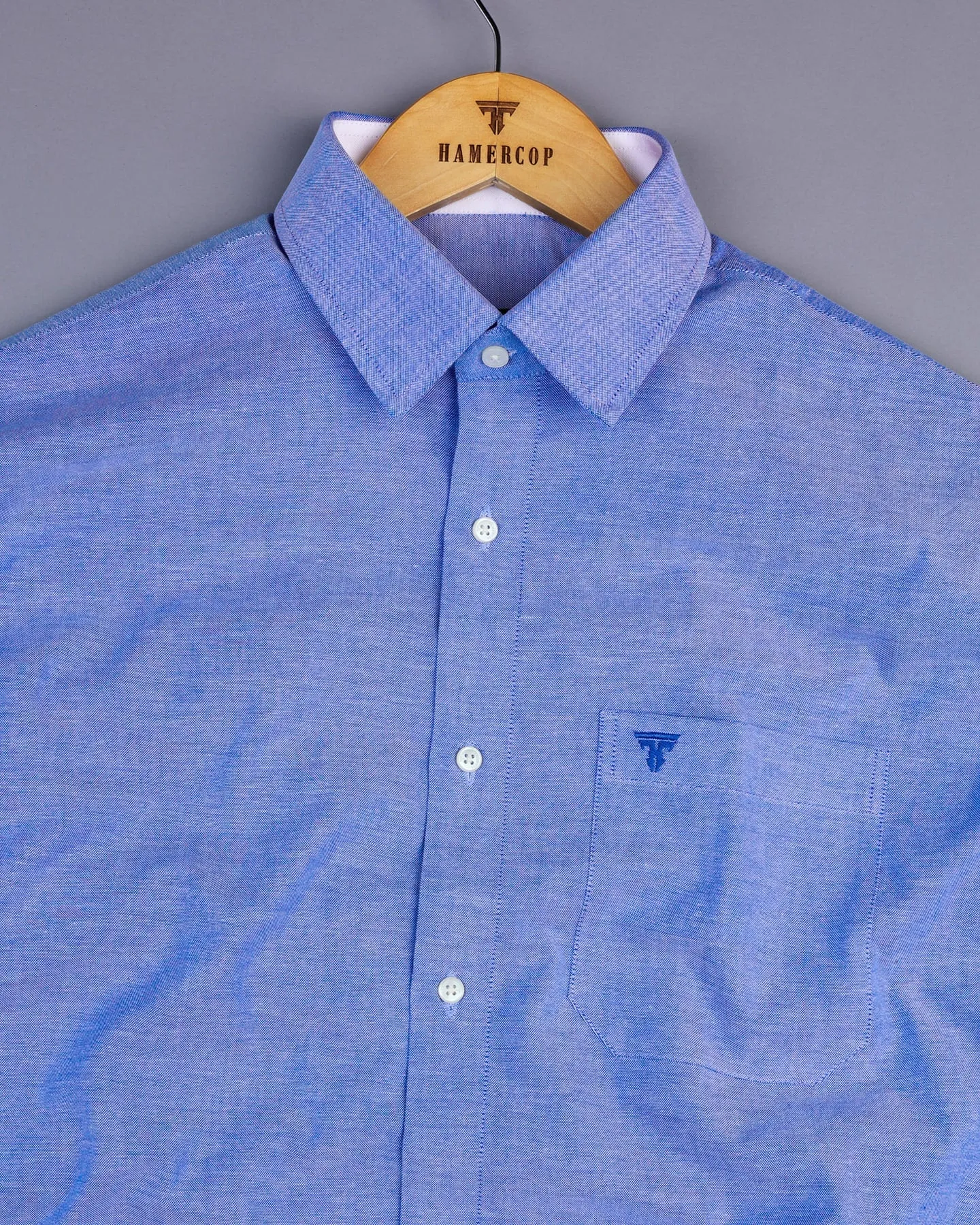 Cloud Blue Oxford Cotton Solid Formal Shirt