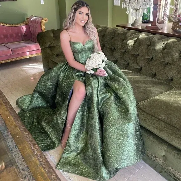Formal Women's Dresses Charming A-Line Spaghetti Straps Formal Party Dress Long Prom Dress with Slit Prom Clothing