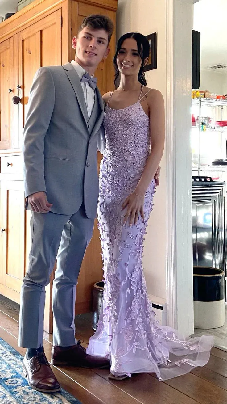 Formal Women's Dresses Lilac Mermaid Tulle Appliques Long Prom Dress Formal Party Dress Prom Clothing