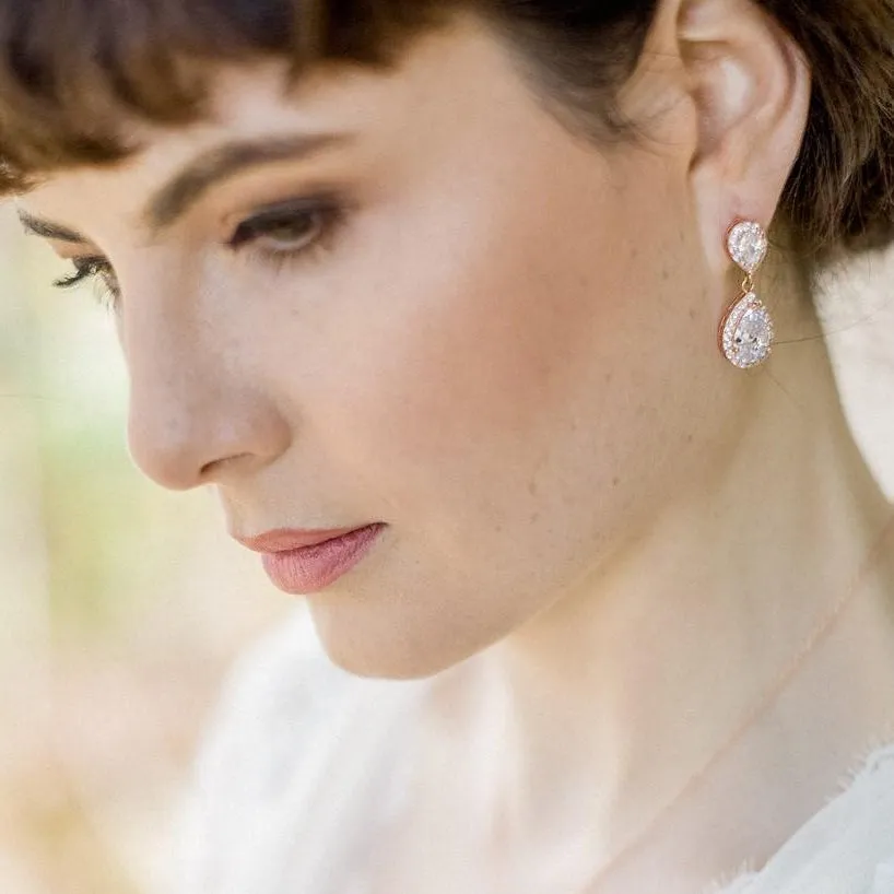 Jodie, Crystal & Rose Gold Earrings