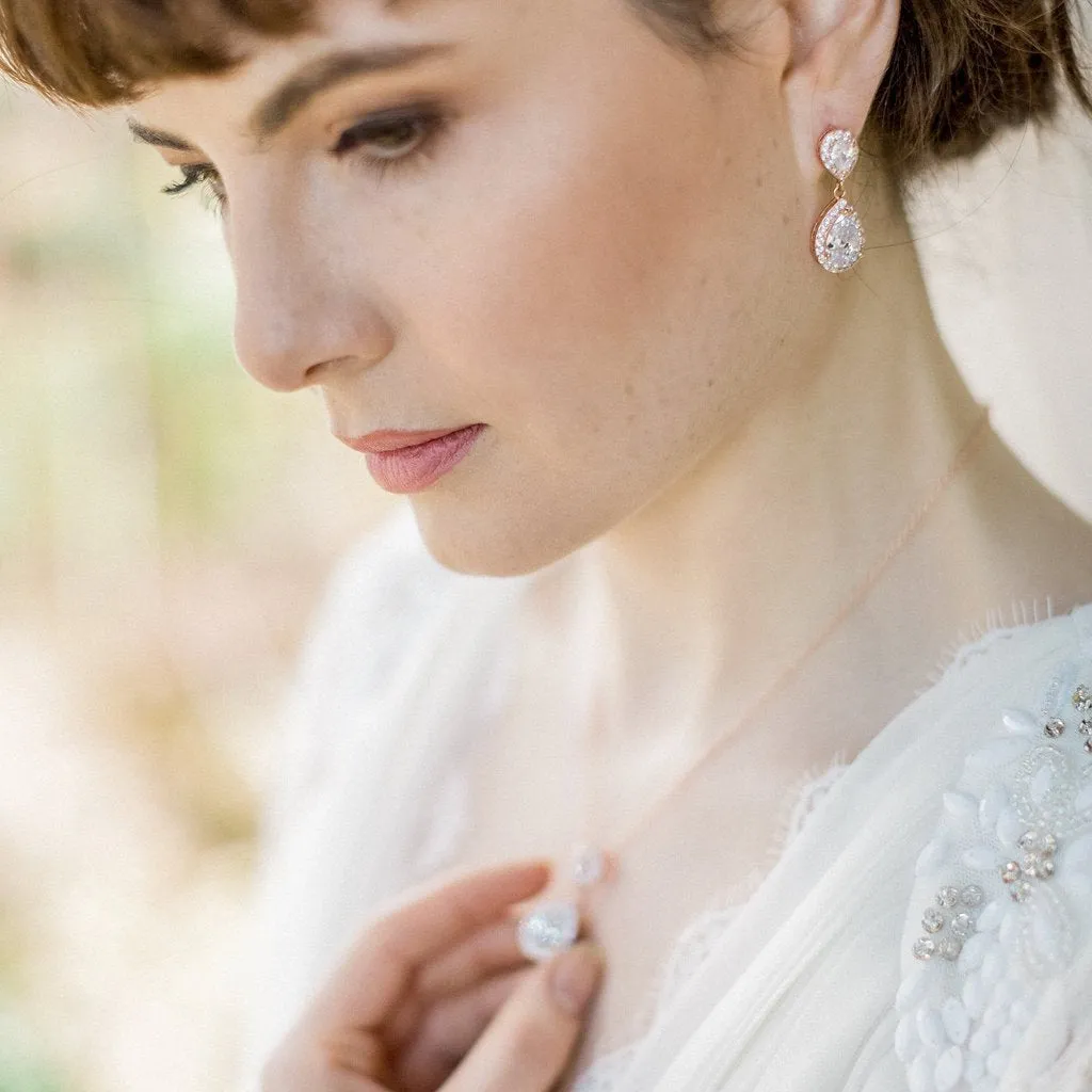 Jodie, Crystal & Rose Gold Earrings