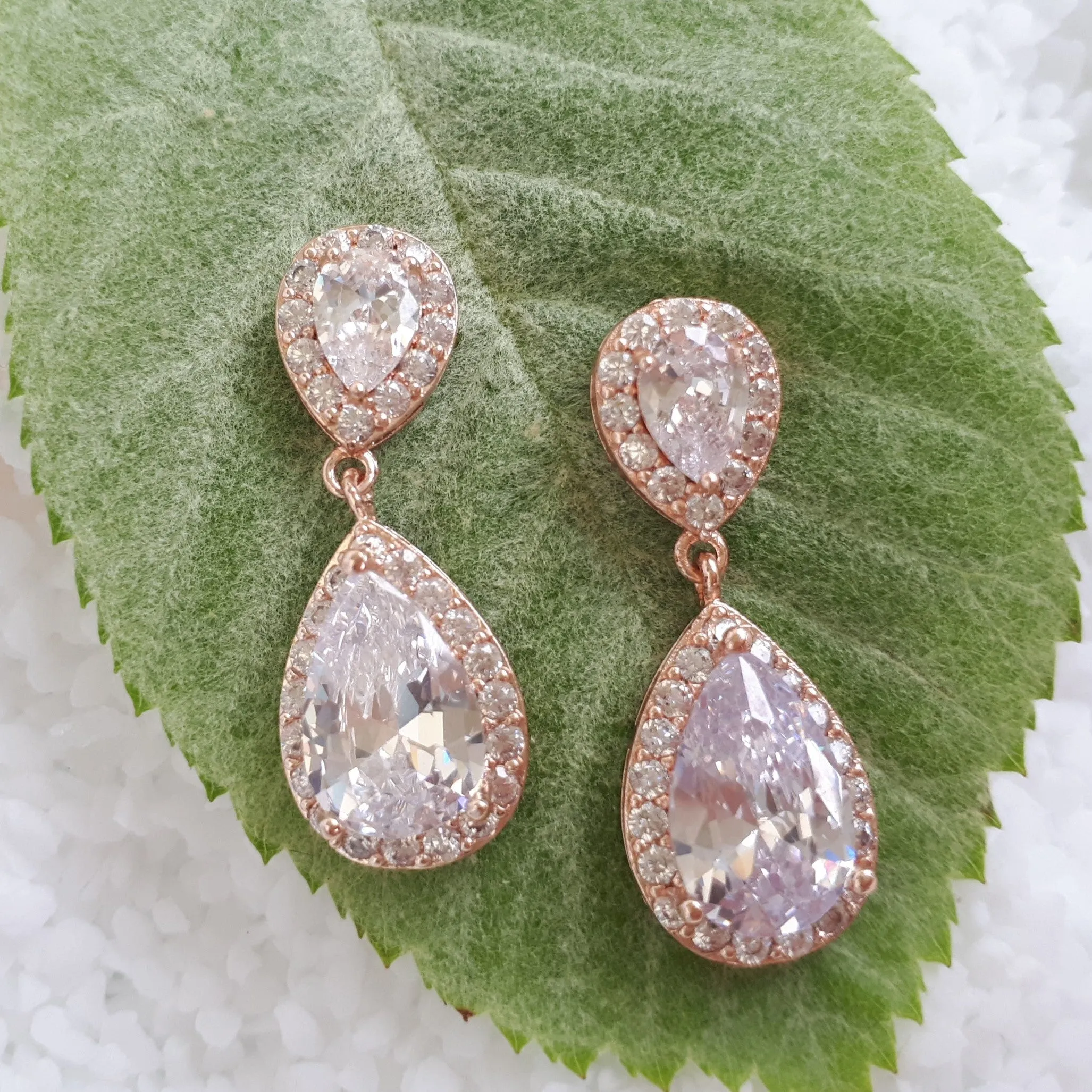 Jodie, Crystal & Rose Gold Earrings
