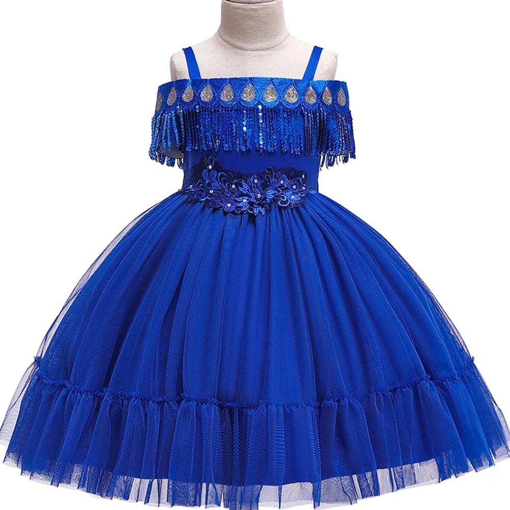 Kids Tassel Dress for Girls Wedding Beading Flower Dress Baby Girls Princess Party Pageant Formal Dress Prom Birthday robe fille