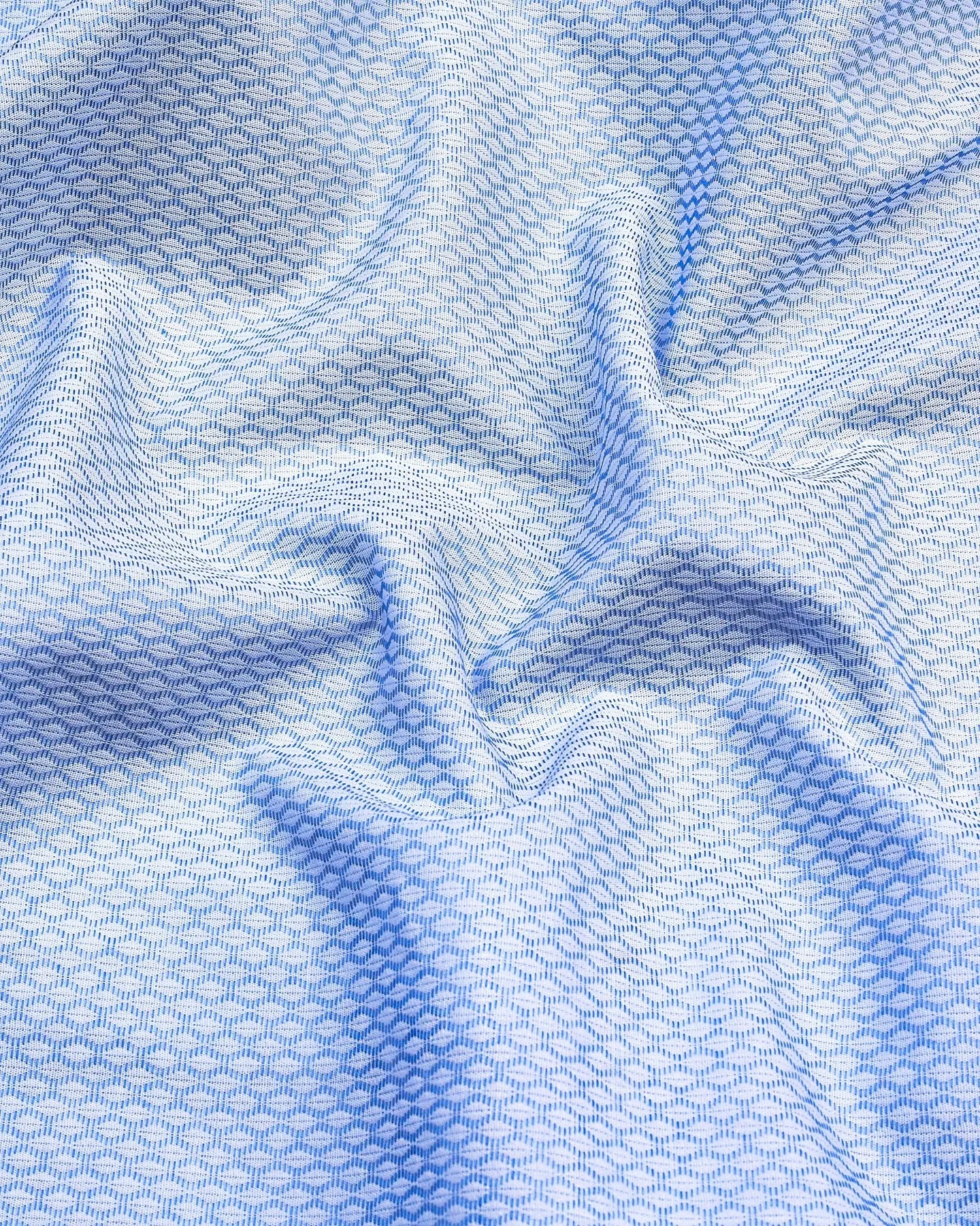 Opal SkyBlue With White Jacquard Texture Cotton Shirt