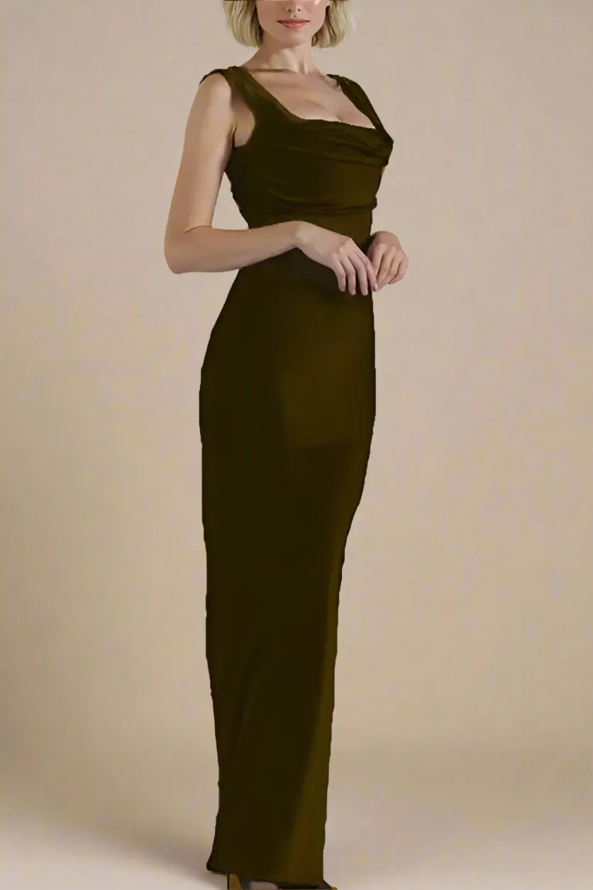 Sabrina Wrap Top and Maxi Skirt Outfit Set - Chocolate Brown