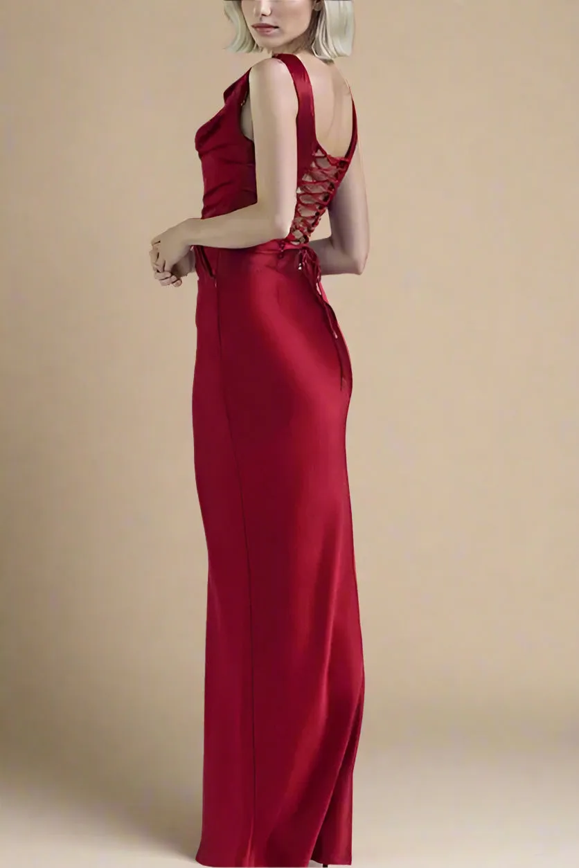 Sabrina Wrap Top and Maxi Skirt Outfit Set - Lipstick Red