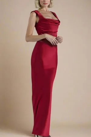 Sabrina Wrap Top and Maxi Skirt Outfit Set - Lipstick Red