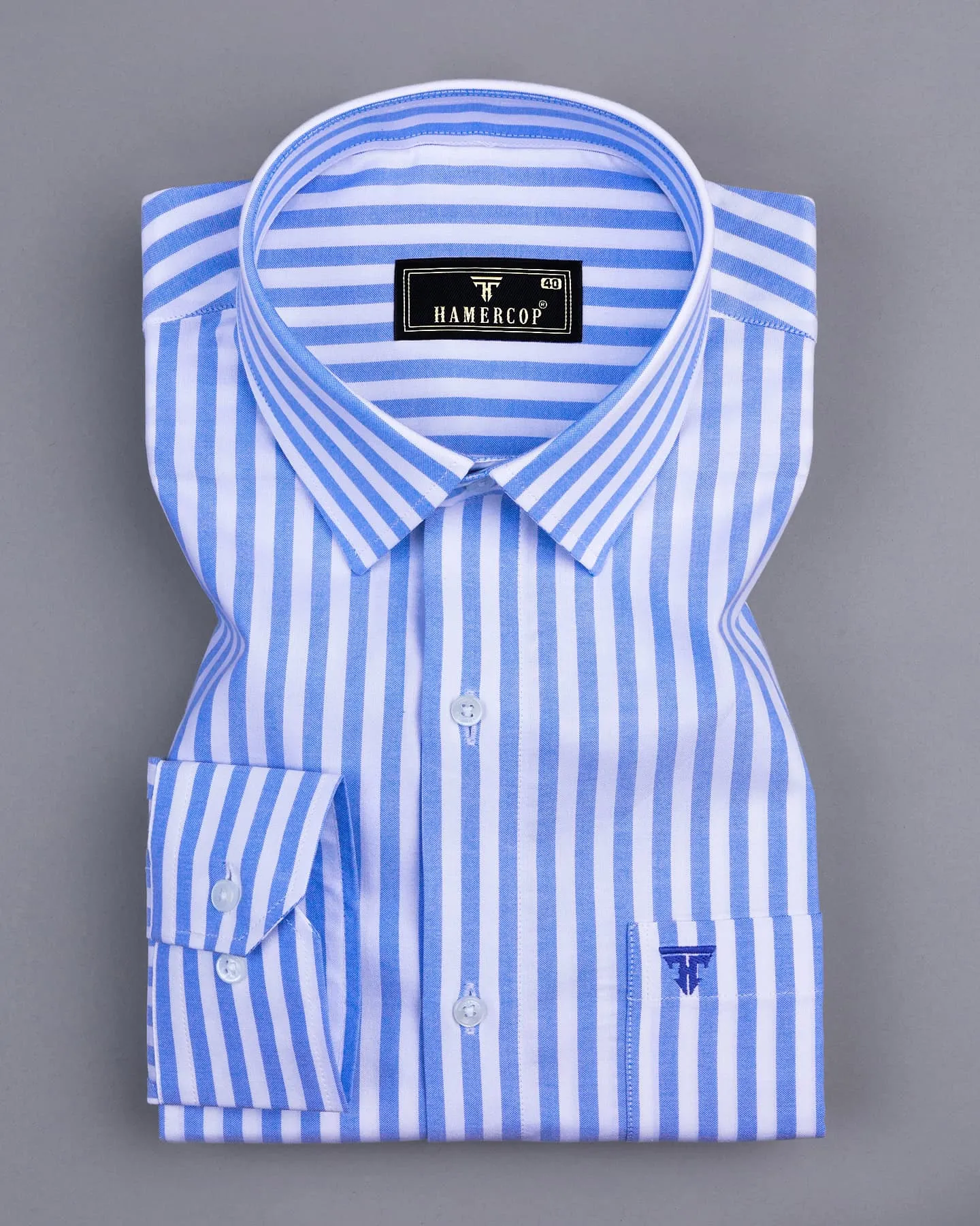 Torcello Blue With White Stripe Oxford Cotton Formal Shirt